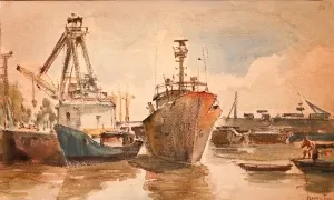 Xưởng Ba Son những năm đầu đất nước thống nhất qua tranh vẽ Xưởng Ba Son những năm đầu đất nước thống nhất qua tranh vẽ